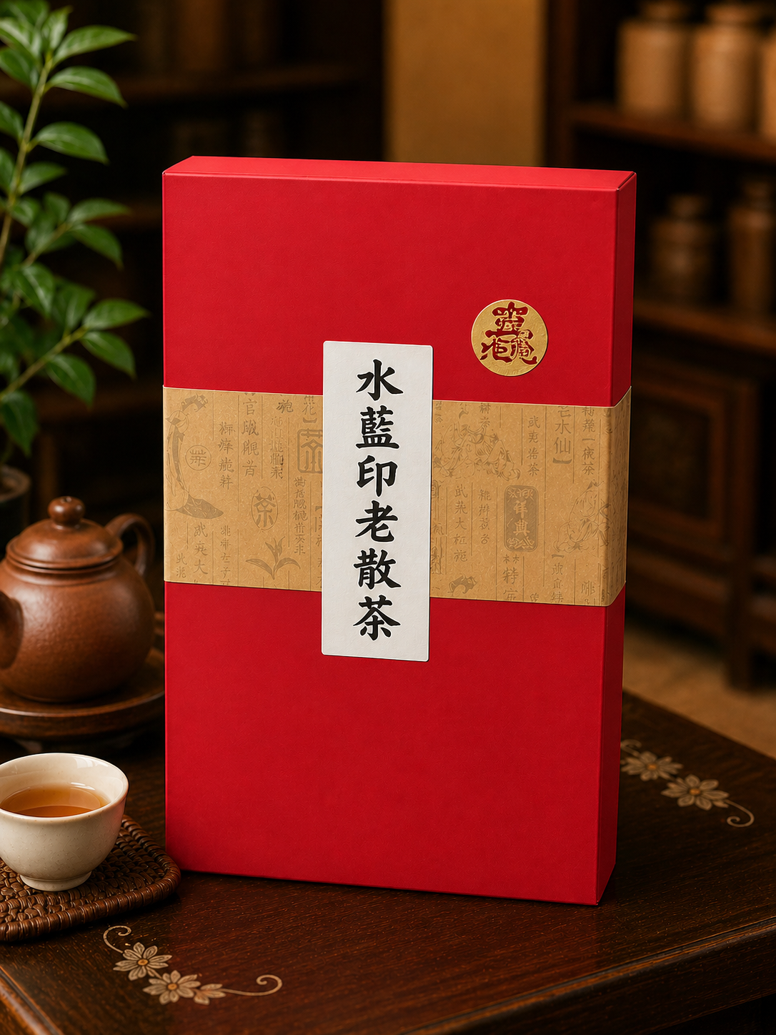 水藍印老散茶(普洱熟茶)